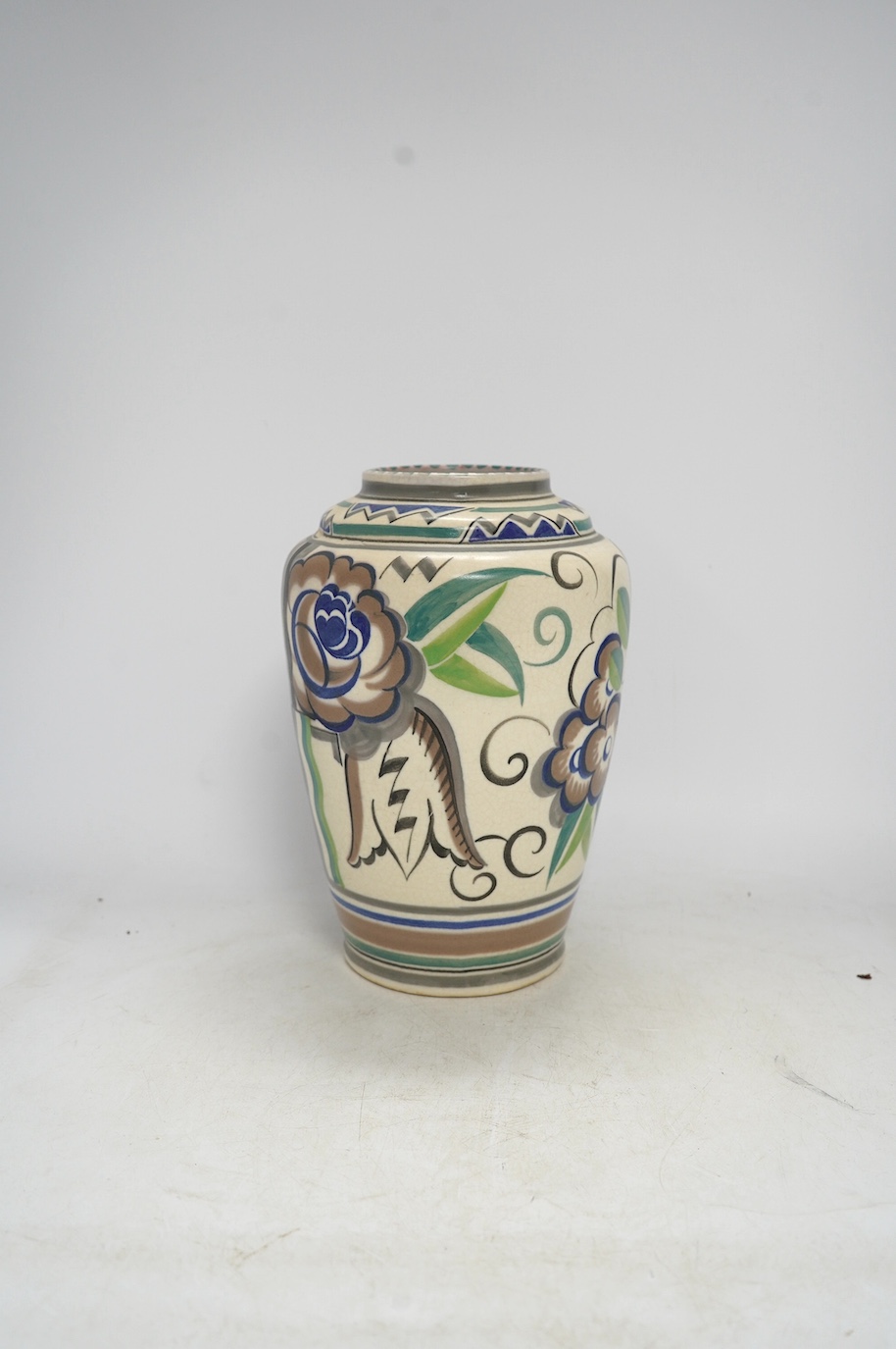 A 1930’s Carter Stabler Adams Poole vase, shape 966 PU pattern, 25cm high. Condition - very fine all over crazing